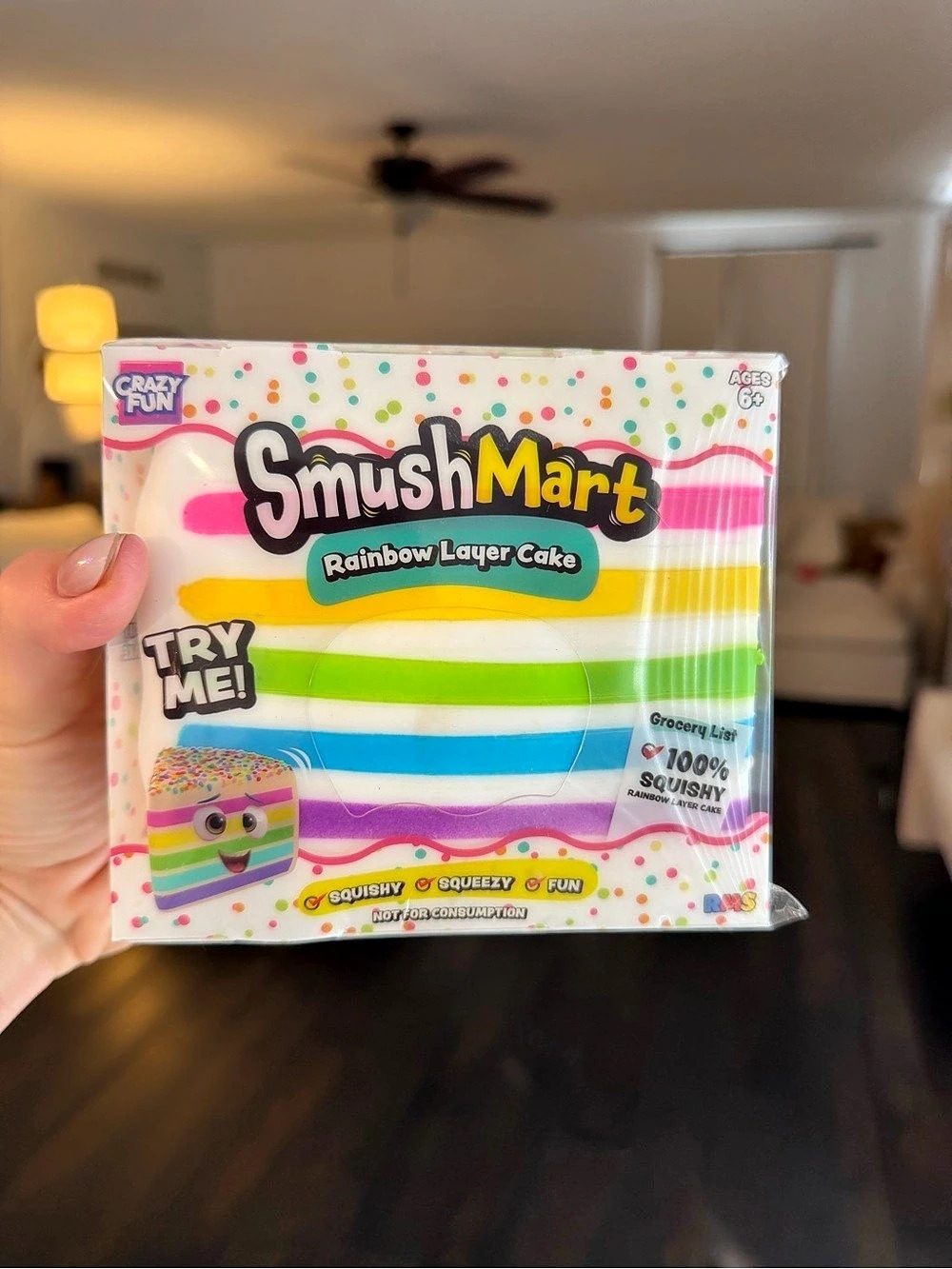 Crazy Fun SmushMart Rainbow Layer Cake Novelty Squishy NWT